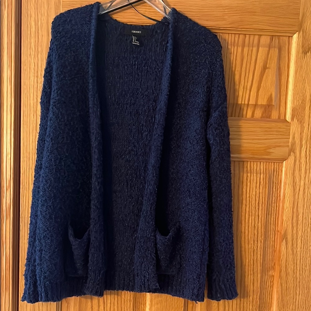 Forever 21 Ladies large cardigan blue with 2 front pockets